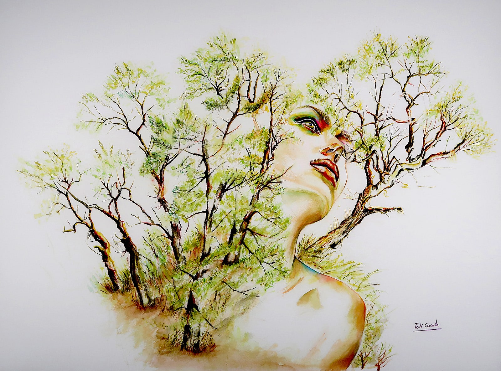 "I am Tree" Watercolor by Toti Cuesta