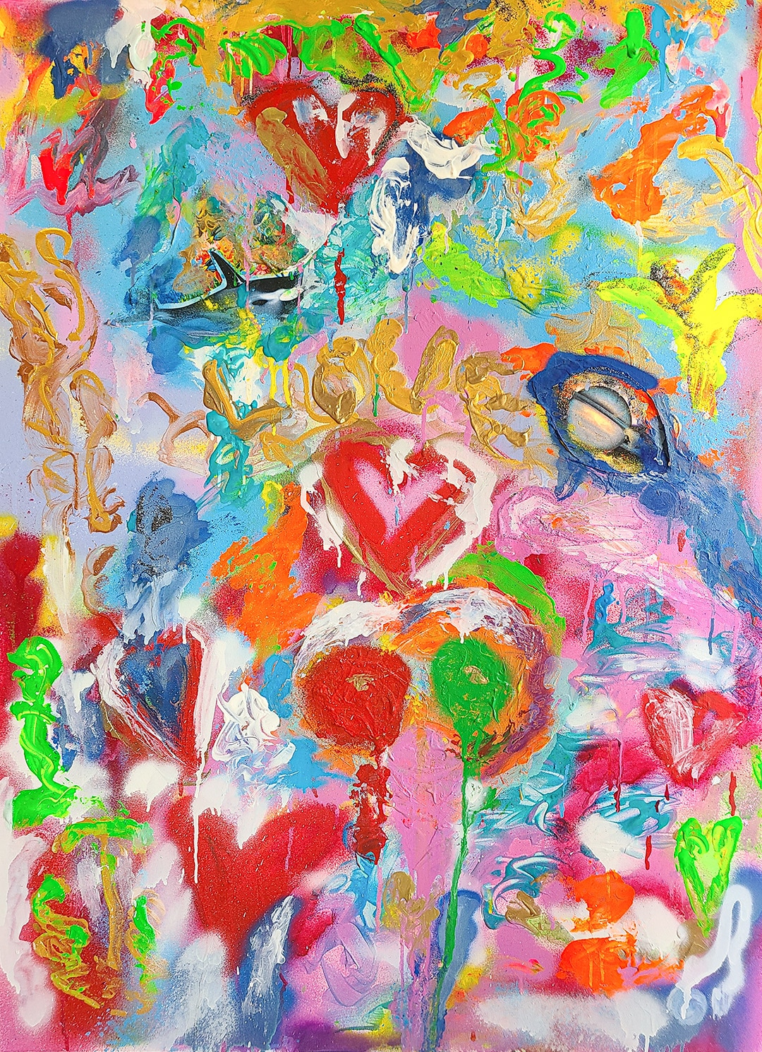 "Love" Acrylic Paint, 40"×30" by Aros Crystos