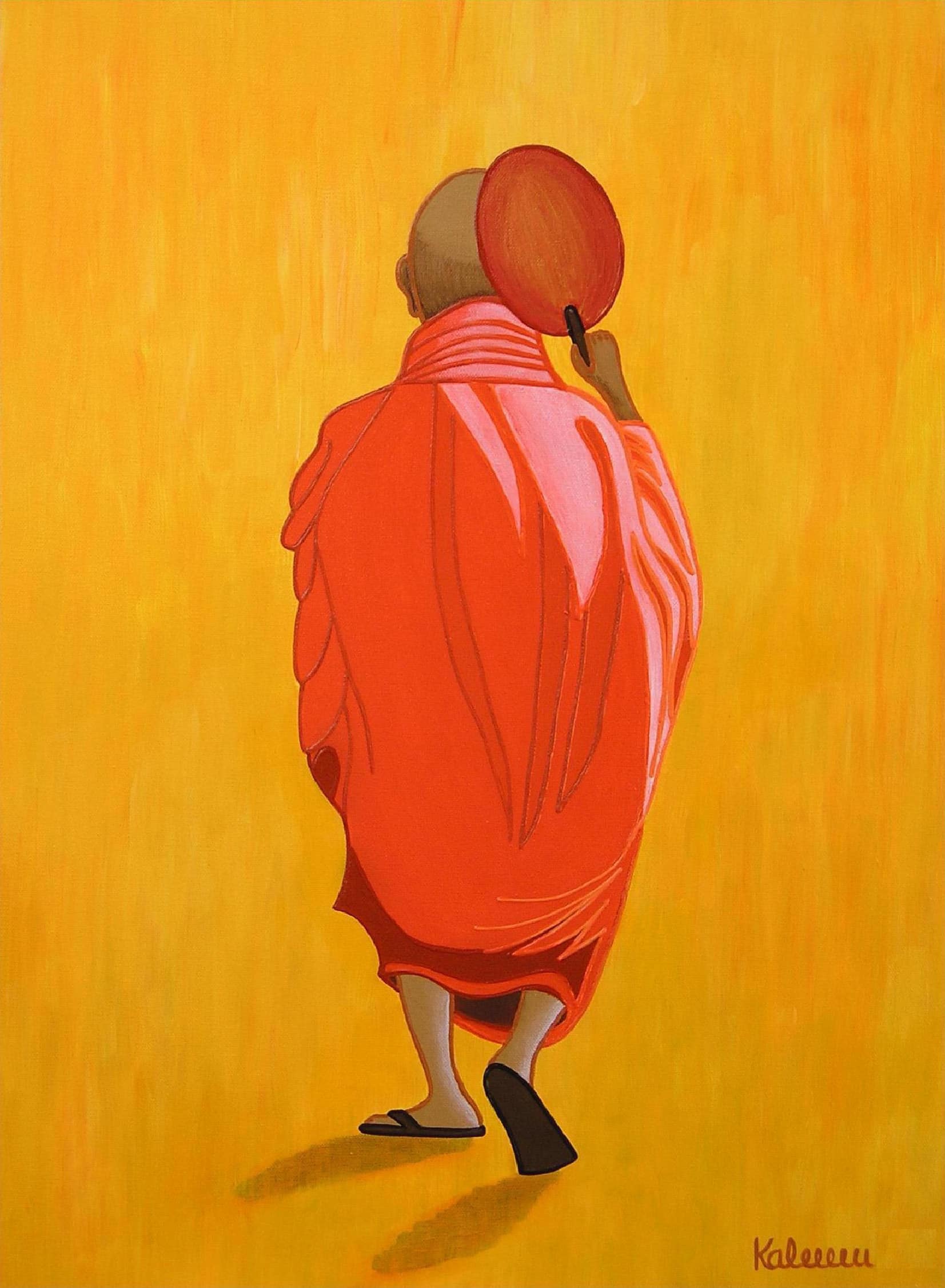 "Buddhist Monk" Acrylics On Canvas by Pepponi Art