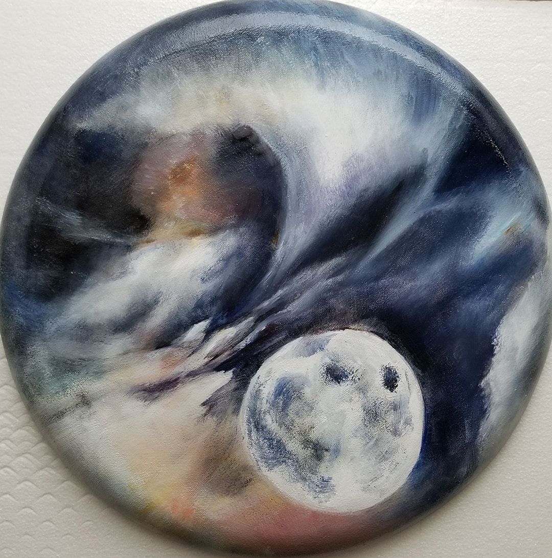 "Full Moon From Above" Oil On Canvas 16"  by Veryal Zimmerman