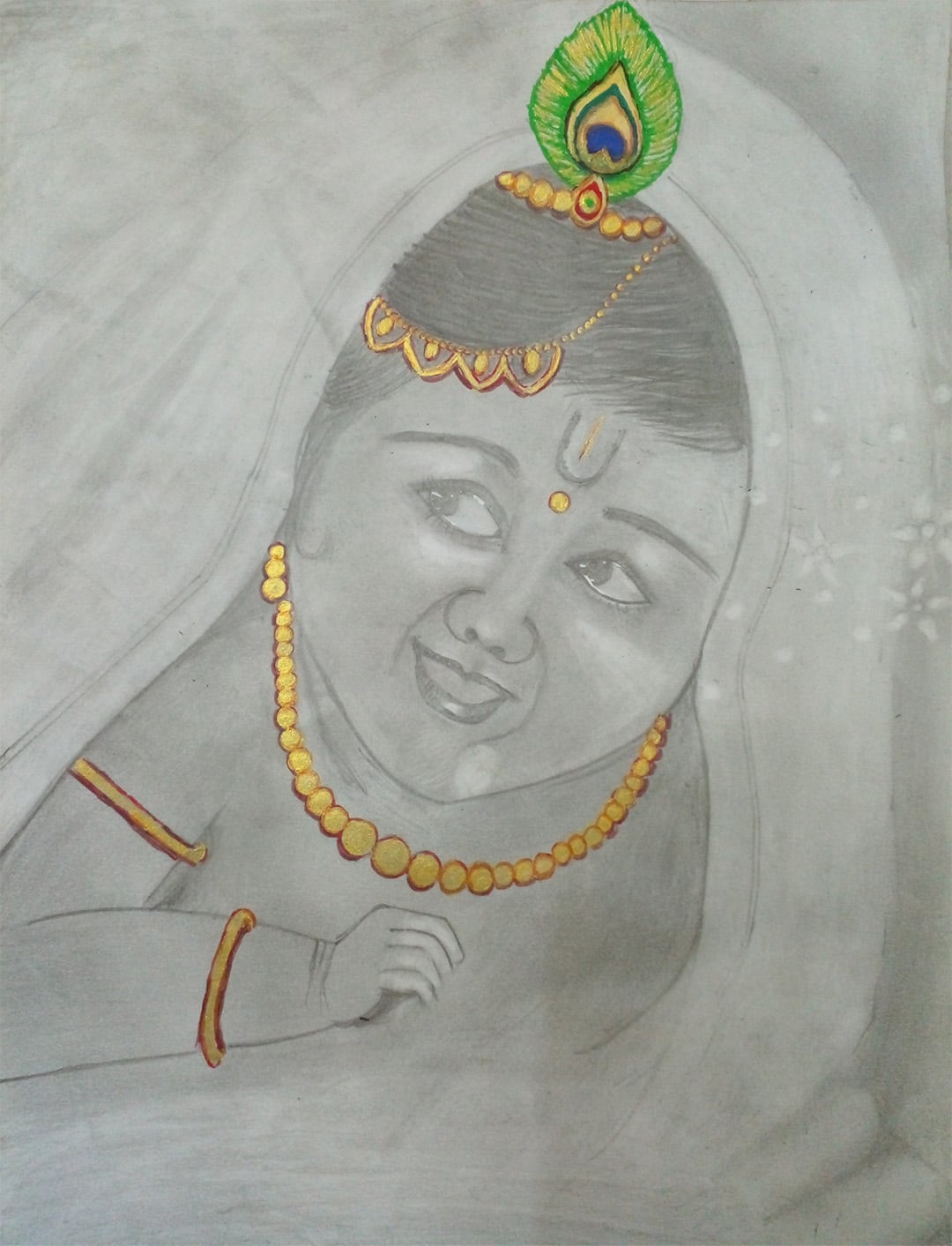 Krishna Pencil Sketch by Satya