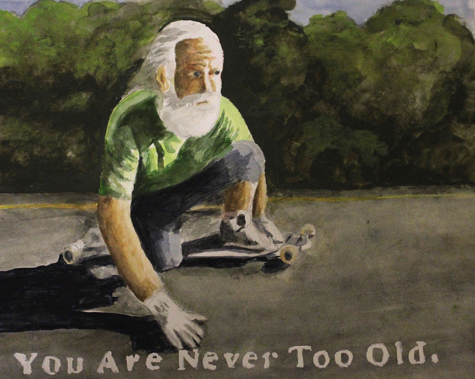 "You Are Never Too Old" 2016, Watercolor, 24"x14" by John Nieman