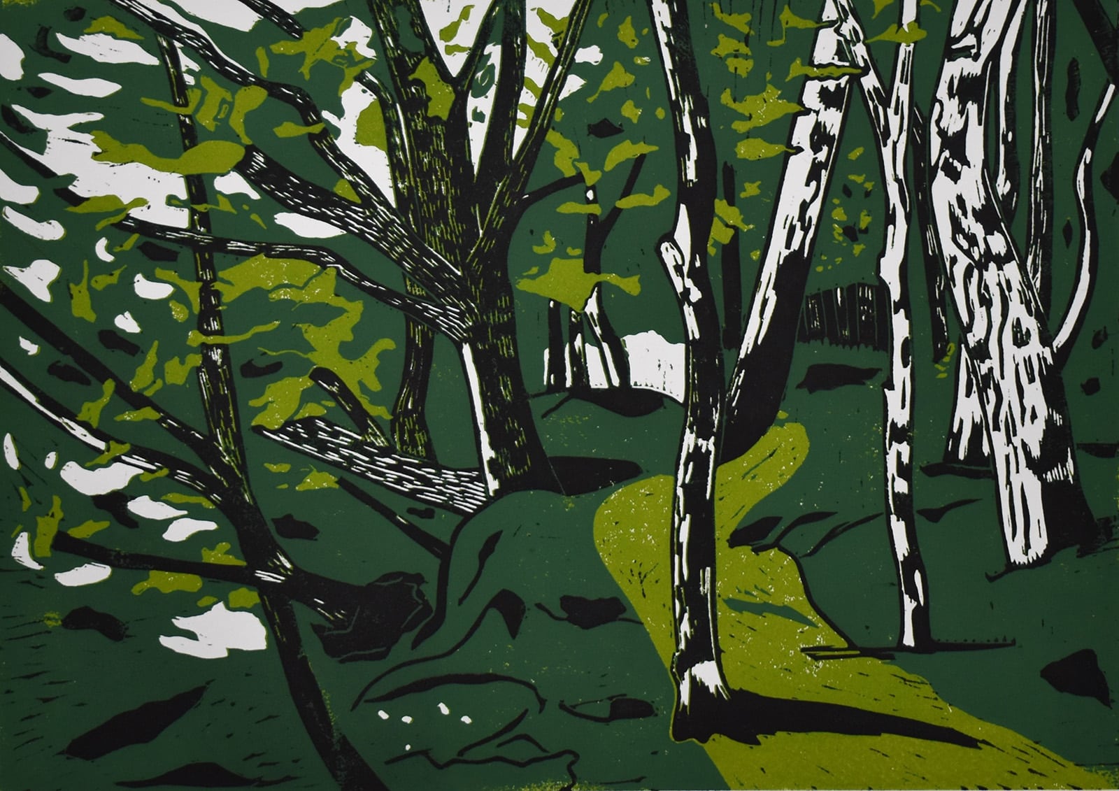 "The Forest Trip" Linocut Printed on Paper by Britta Ortiz