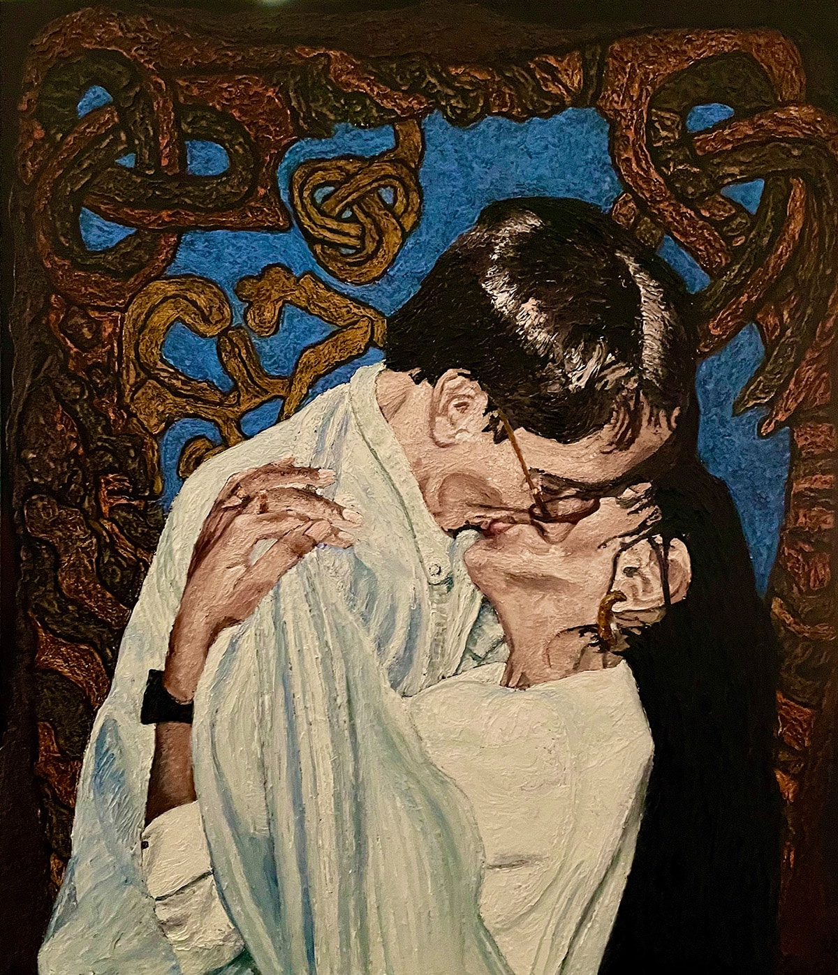 "Kissing an Angel" Oil on Canvas 70 x 60 cm. 2023 by Henrik Saar