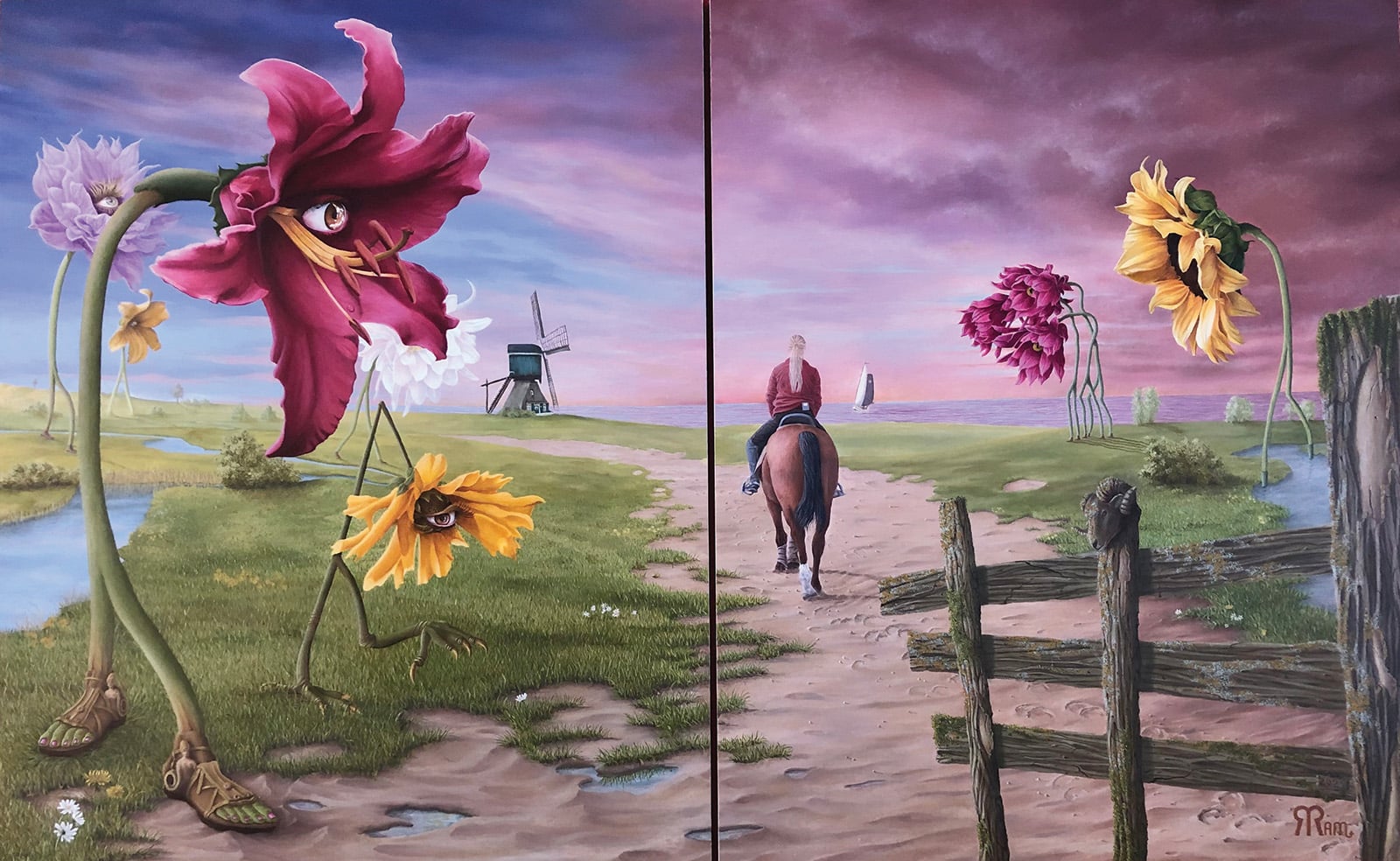 "Walking Flowers" Oil on Panel by Robert Ram