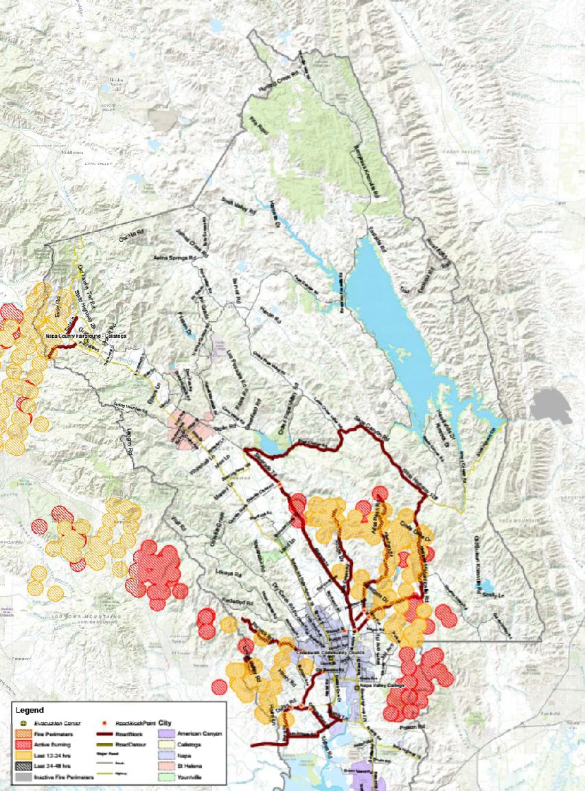 Fire map of 2017 fires surrounding Napa Valley - Tracey Chaykin