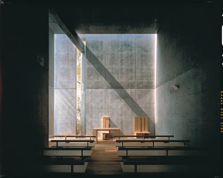 He Never Attended Architecture School. Then He Built a Church Out of Light. | ArtTour International Interior of the Church of the Light with daylight raking across the concrete and the cross opening
