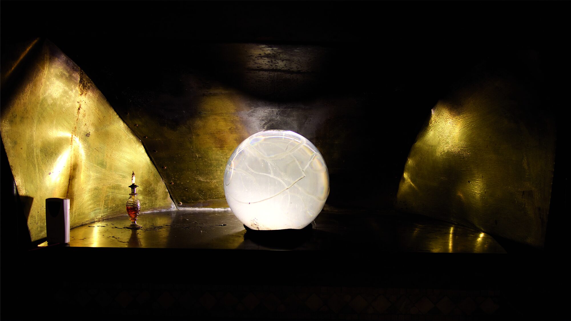 They Built a Cathedral in Secret Beneath an Italian Mountain. Decades Later, It Is Still Growing. | ArtTour International An illuminated sphere within the Temples of Humankind, Damanhur.