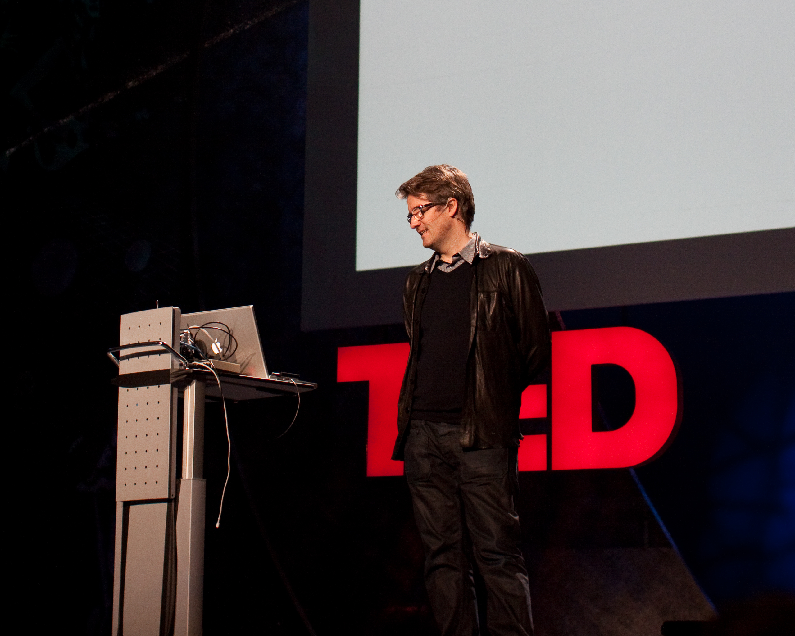 Field: featured image Olafur Eliasson speaking at TED, February 5, 2009.