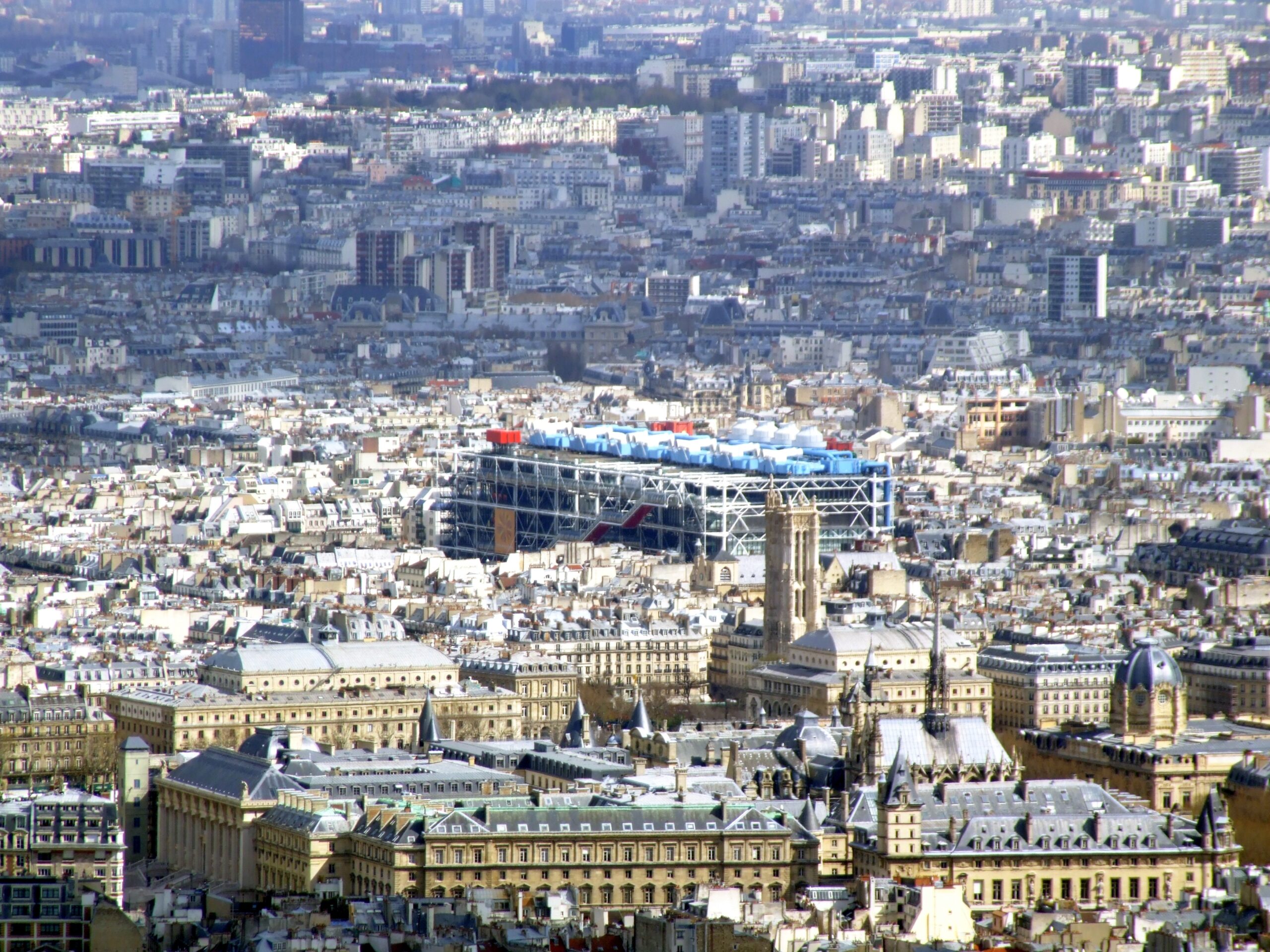 Aerial view of the Centre Pompidou in Paris