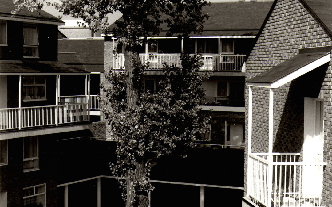 Brick social housing building in London seen from the street