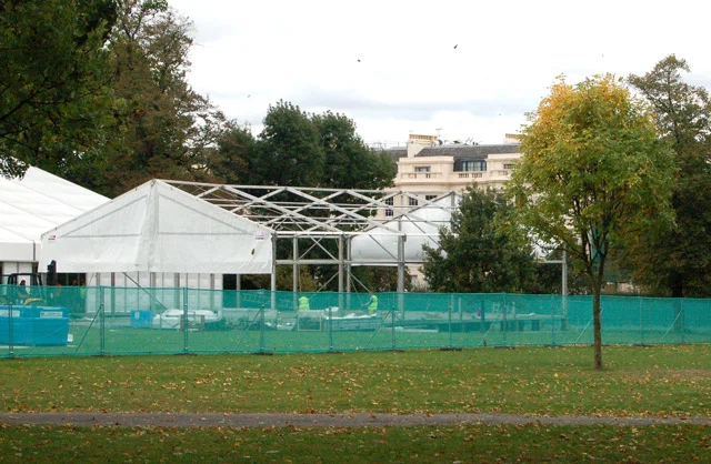 Field: featured image White temporary fair tents under construction in Regent's Park
