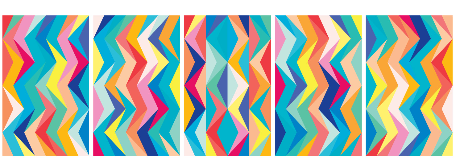 Colorful geometric glass panels by Odili Donald Odita along an elevated Brooklyn subway platform
