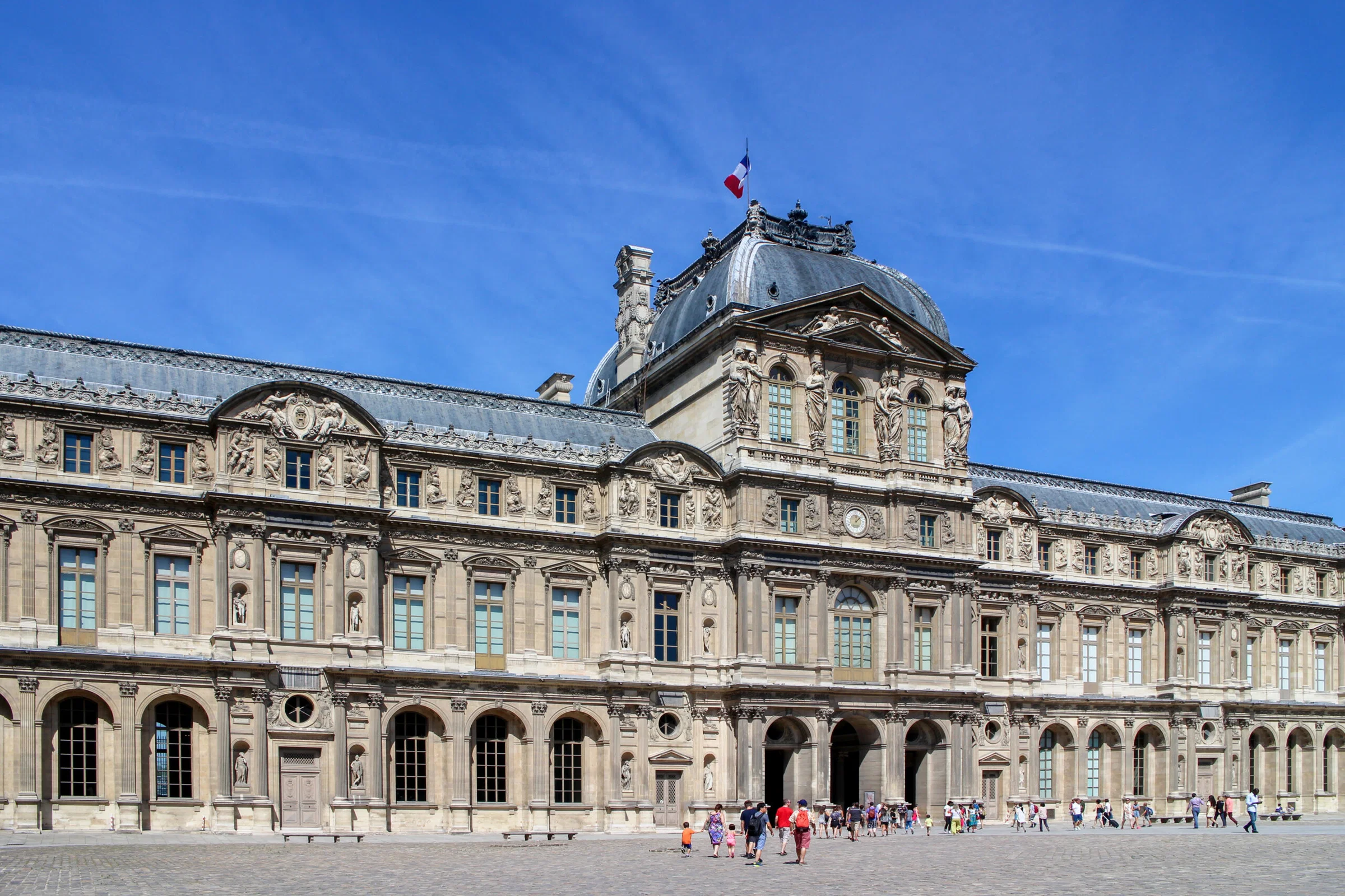 Field: featured image Exterior courtyard and facade of the Palais du Louvre in Paris